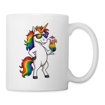 Cooles Einhorn mit Cocktail - Tasse - Weiß - Rechts