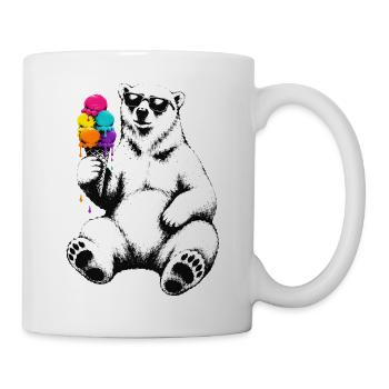 Eisbär mit Eis im Stencil Style   - Tasse - Weiß - Rechts