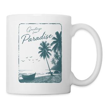 Grüße aus Retro Paradise - Tasse - Weiß - Rechts
