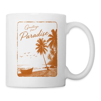 Grüße aus dem Paradies - Tasse - Weiß - Rechts