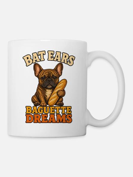 Bat Ears Frenchie Baguette Dreams - Mug - white