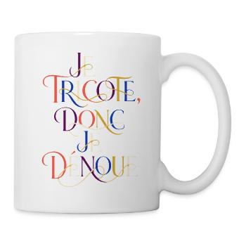 Chromatisches Stricken in verzierten Buchstaben - Tasse - Weiß - Rechts