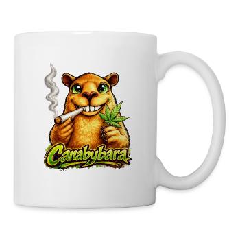 Canabybara - Capybara mit Cannabisblatt - Tasse - Weiß - Rechts