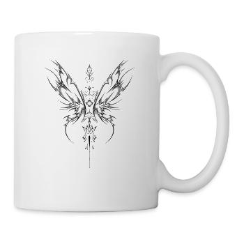 Zierschwarze Flügel - Tasse - Weiß - Rechts