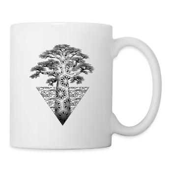 Geometrischer fraktaler Baum auf schwarzem Hintergrund - Tasse - Weiß - Rechts