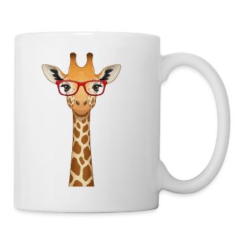 Lustige Giraffe mit roter Brille T-Shirt süßes Tier - Tasse - Weiß - Rechts