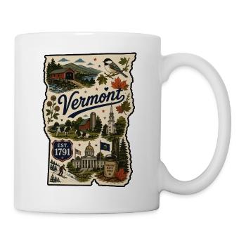 Vermont Green Mountain State Vintage-Aufkleber - Tasse - Weiß - Rechts