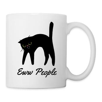Eww People Black Cat Funny Introvert T-Shirt - Tasse - Weiß - Rechts