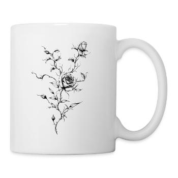 Rosengravierte Blumentinte - Tasse - Weiß - Rechts