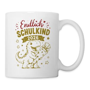 Endlich Schulkind 2026 Dino - Tasse - Weiß - Rechts