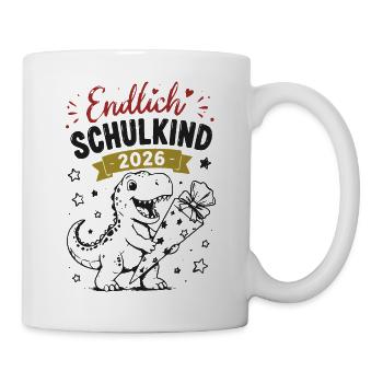 Endlich Schulkind 2026 Dino - Tasse - Weiß - Rechts