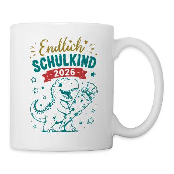 Endlich Schulkind 2026 Dino - Tasse - Weiß - Rechts