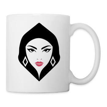 BW Woman Geometrische Schönheit, die Aufmerksamkeit erregt - Tasse - Weiß - Rechts