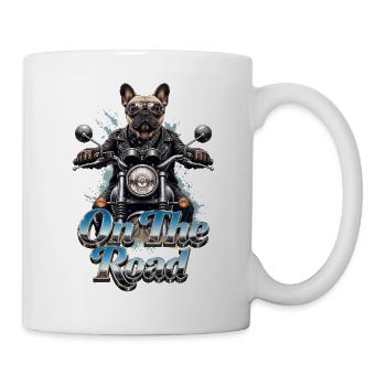 Frenchie biker on the road - 005 - Mug - white - Right