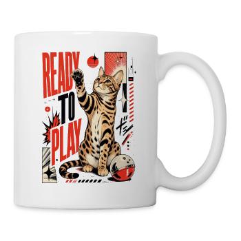 Ready to Play – Playing Bengal Cat in Action - Mug - white - Right