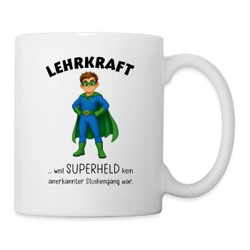 Geschenkideen Lehrer Superheld - Tasse - Weiß - Rechts