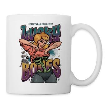 Lucky Bones Retro Skeleton Pin Up Streetwear - Mug - white - Right