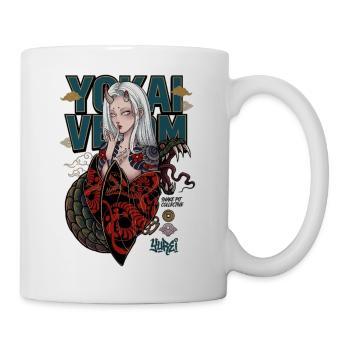 Yokai Serpent Oni Girl Japanese Streetwear Art - Mug - white - Right