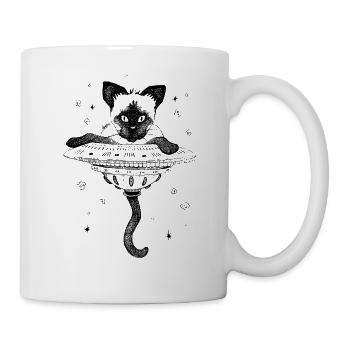 Chat siamois - Soucoupe volante - Mug blanc - blanc - Droite