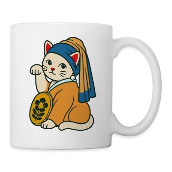 The Kitten with a Purrl Earring – Maneki Neko - Mug - white - Right