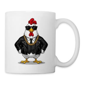 Chicken Mafia Style Cartoon T-Shirt - Mug - white - Right