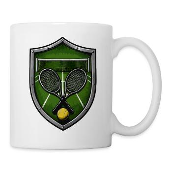 Tennis Schild mit Schlägern - Tasse - Weiß - Rechts