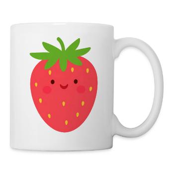 Red Kawaii Strawberry – Sweet Fruit Design - Mug - white - Right