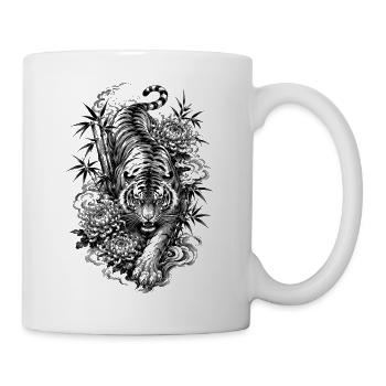 Japanese tiger in Irezumi tattoo style - Mug - white - Right
