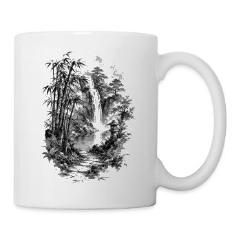 Japanese nature with bamboo and waterfall - Mug - white - Right