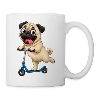 Pug Dog Scooter Scooter Funny Cartoon - Mug - white - Right