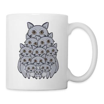 Cute Stacked Cats Tower Funny Grey Kitten Pile - Mug - white - Right