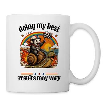 Racing rat on snail - Mug - white - Right