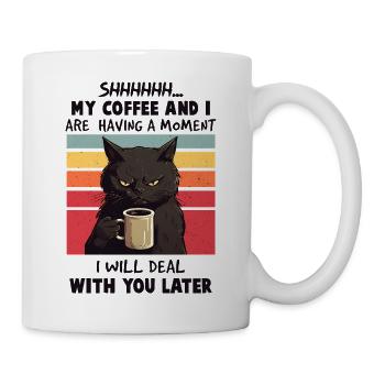 A funny vintage design featuring a grumpy black ca - Mug - white - Right