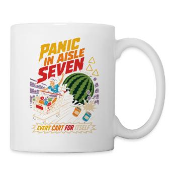 Panique dans l’humour du panique dans le chariot de courses Gear Seven - Mug blanc - blanc - Droite