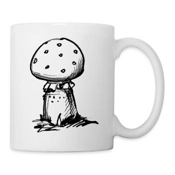 Süßer knubbliger Pilz - Illustration - Tasse - Weiß - Rechts