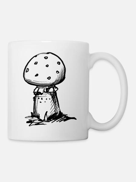 Süßer knubbliger Pilz - Illustration - Tasse - Weiß