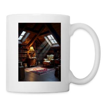 Dachboden-Leseoase im Warmlicht - Mug - white - Right