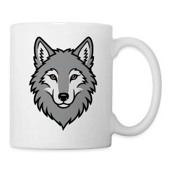 Grauer Wolf Kopf Wildnis Natur Tier - Tasse - Weiß - Rechts