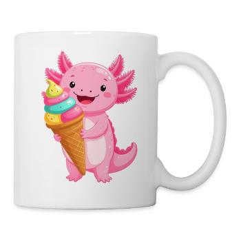 Rosa Comic Axolotl mit Schultüte – Schulanfang Art - Tasse - Weiß - Rechts