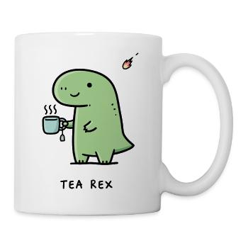 Kleiner Dino mit Kaffee - Tasse - Weiß - Rechts