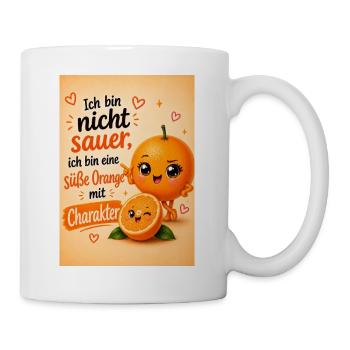 Orange mit Charakter - Tasse - Weiß - Rechts