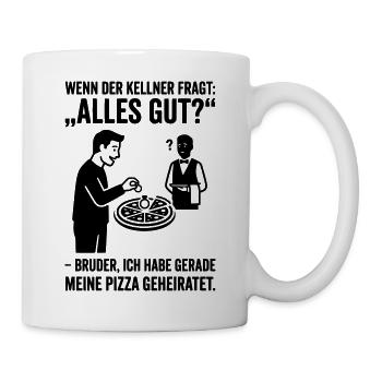 Pizza Heiraten Italiener Essen - Tasse - Weiß - Rechts