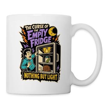 The Curse of the Empty Fridge – Kühlschrank-Humor - Tasse - Weiß - Rechts