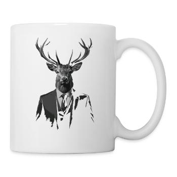 Reh im Anzug Porträt - Tasse - Weiß - Rechts