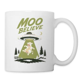 Moo Believe – Kuh trifft UFO Alien - Tasse - Weiß - Rechts