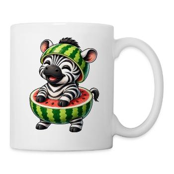 Zebra Wassermelone Lustiger Cartoon - Tasse - Weiß - Rechts