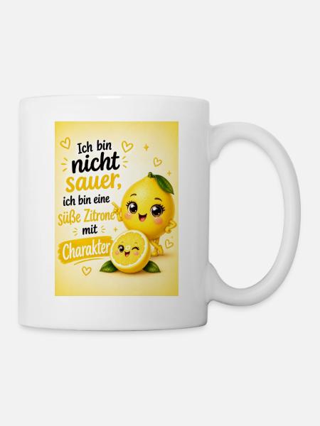 Charakterstarke, süße Zitrone - Tasse - Weiß