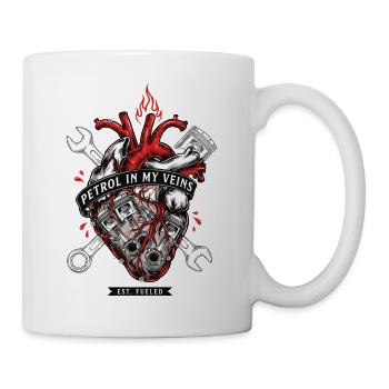 Benzin in den Adern – Das Herz eines Mechanikers - Tasse - Weiß - Rechts