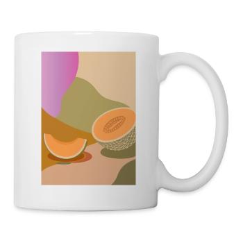 Melone in warmen Farben – modernes Frucht Motiv - Tasse - Weiß - Rechts