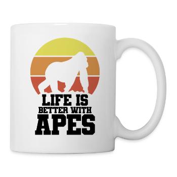 Affe Retro Motto - Tasse - Weiß - Rechts